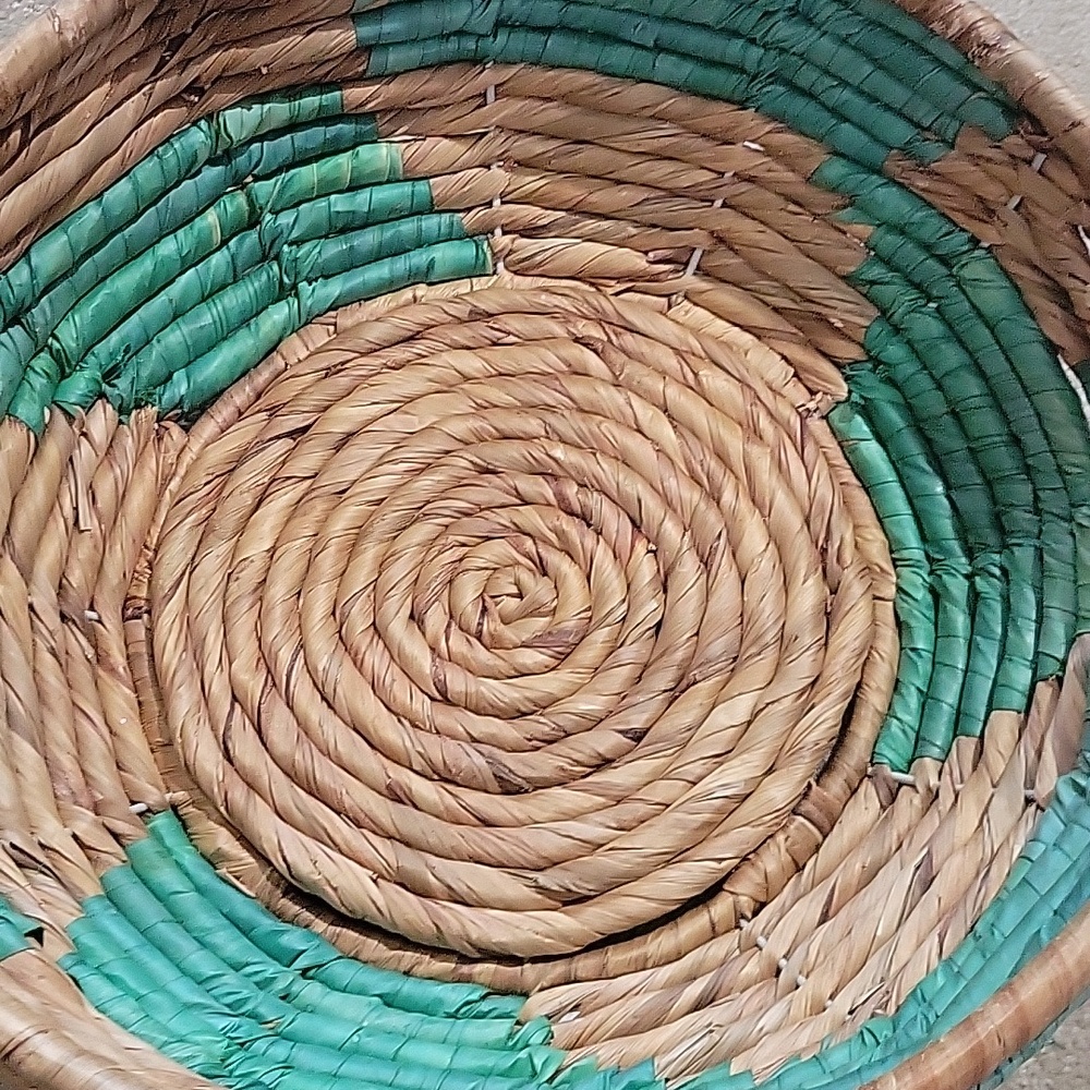 Woven Natural & Teal Woven Basket - Home Accents - Picture 2 of 7